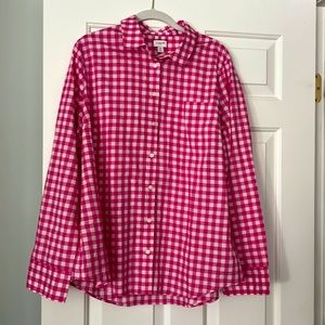 NWOT J Crew button down size xl. Pink and white.
